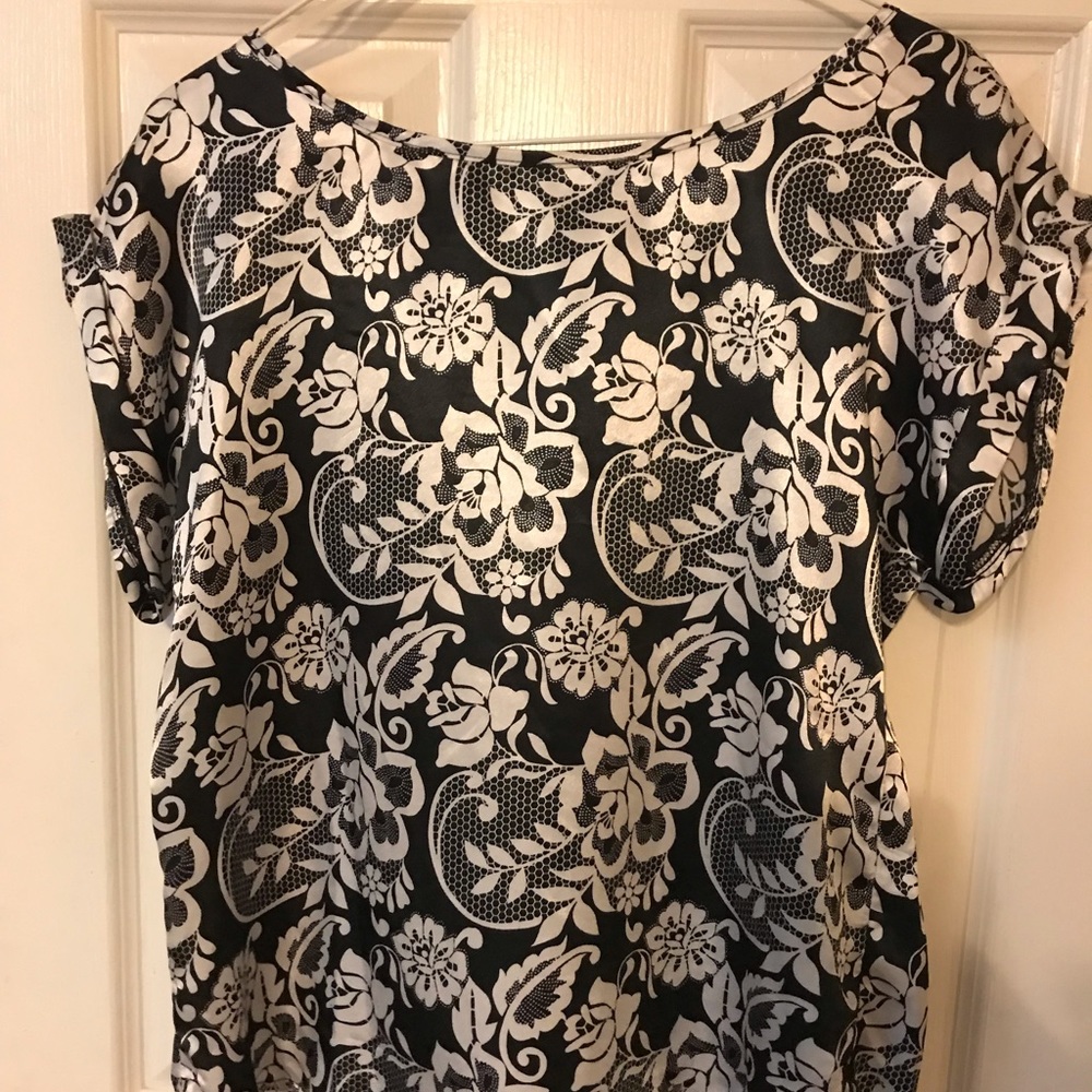 Dressy black and white blouse